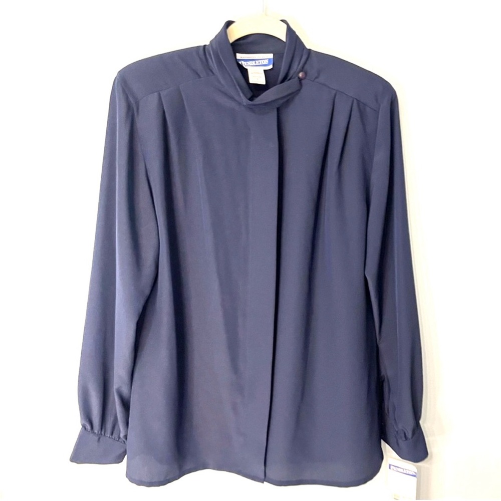 NWT PENDLETON VINTAGE WOMEN BLOUSE SIZE 8 NAVY BLUE